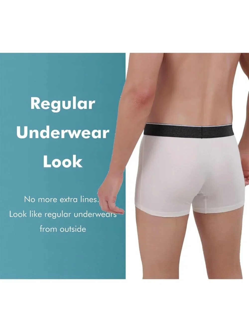 Aircute Men's 3 Pack Incontinence Boxer Briefs 2XL Leak Proof 60mL White